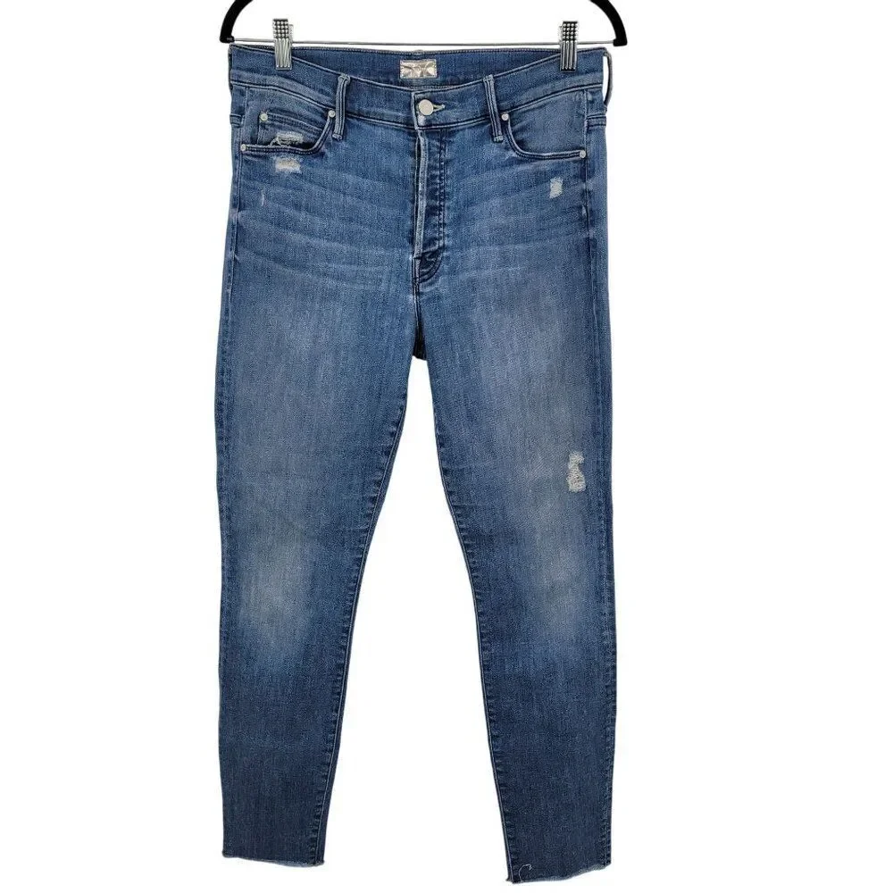 Mother The Stunner Ankle Fray Graffiti Girl Jeans 29 Medium Wash - Picture 14 of 14